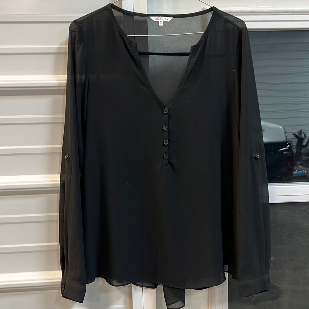 LN women’s adorable Naked Zebra black sheer top size medium